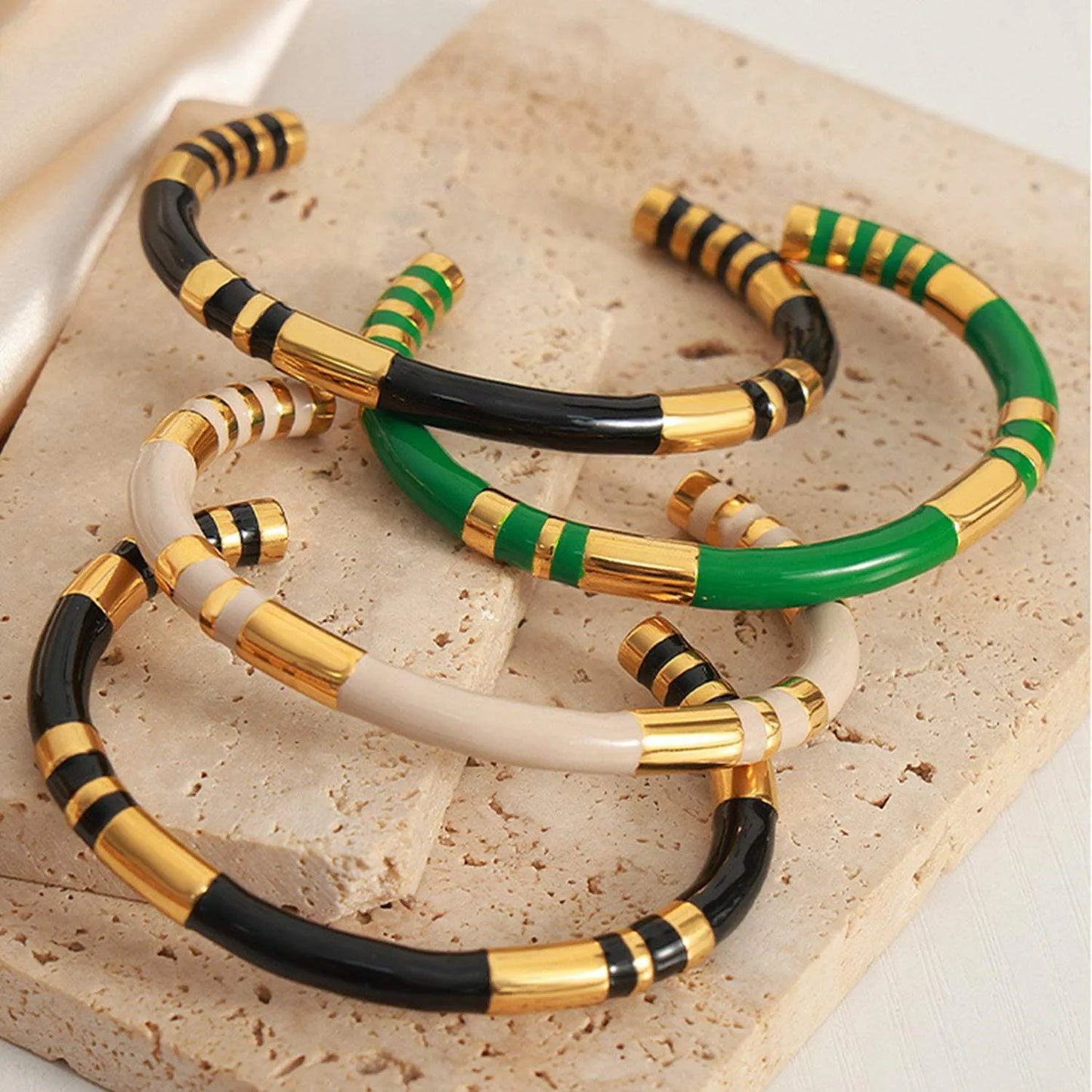 Enamel Titanium Steel Cuff Bracelet Bracelets - Tophatter Daily Deals