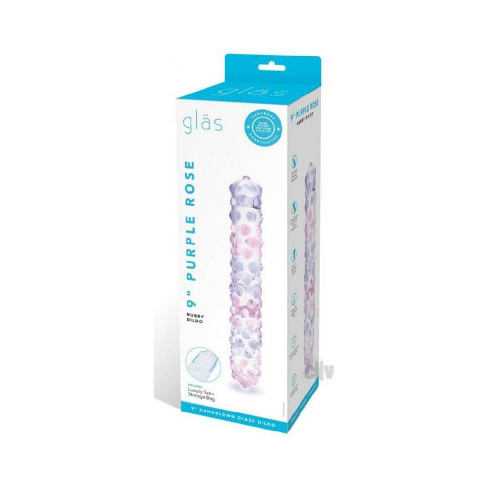 Glas Purple Rose Nubby Glass Dildo 9" - Tophatter Daily Deals