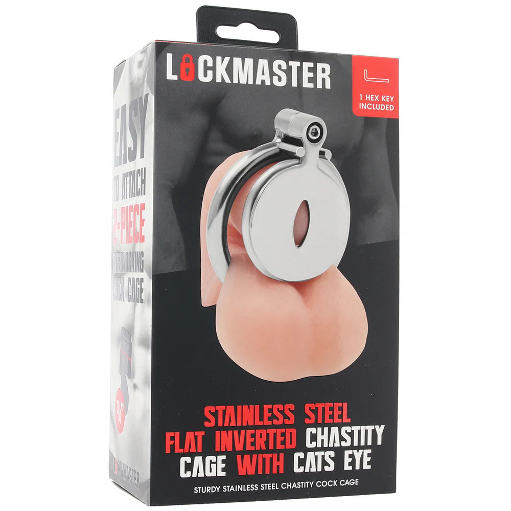 Lockmaster Stainless Steel Flat Inverted Chastity Cage With Cats Eye - Tophatter Daily Deals