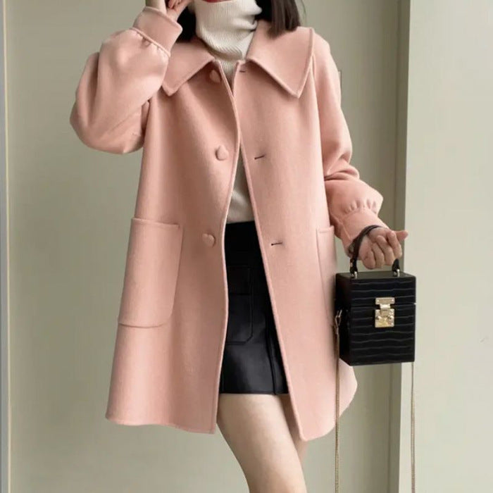 Warm Classic Women’s Wool Coat - Slim A Line, Wool For Fall Pink 3D Changing Face Moving Picture Frame - Tophatter Daily Deals