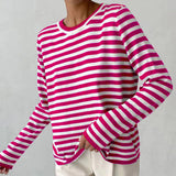Lightweight Women’s Long Sleeve Sweater - Striped Knit Magenta 3D Changing Face Moving Picture Frame - Tophatter Daily Deals
