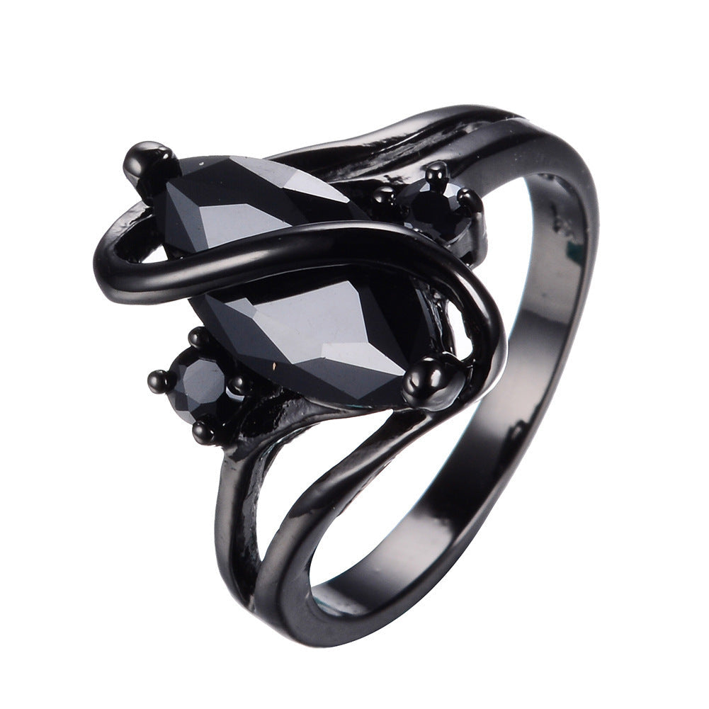 Black Gold S Shaped Zircon High End Diamond Ring For Men Black 0 - Tophatter Daily Deals