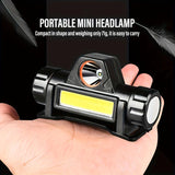Rechargeable COB LED Headlamp with Magnetic Base - Spotlight and Floodlight, 90 Degree Tilt, USB Charging Outdoor Recreation - Tophatter Daily Deals
