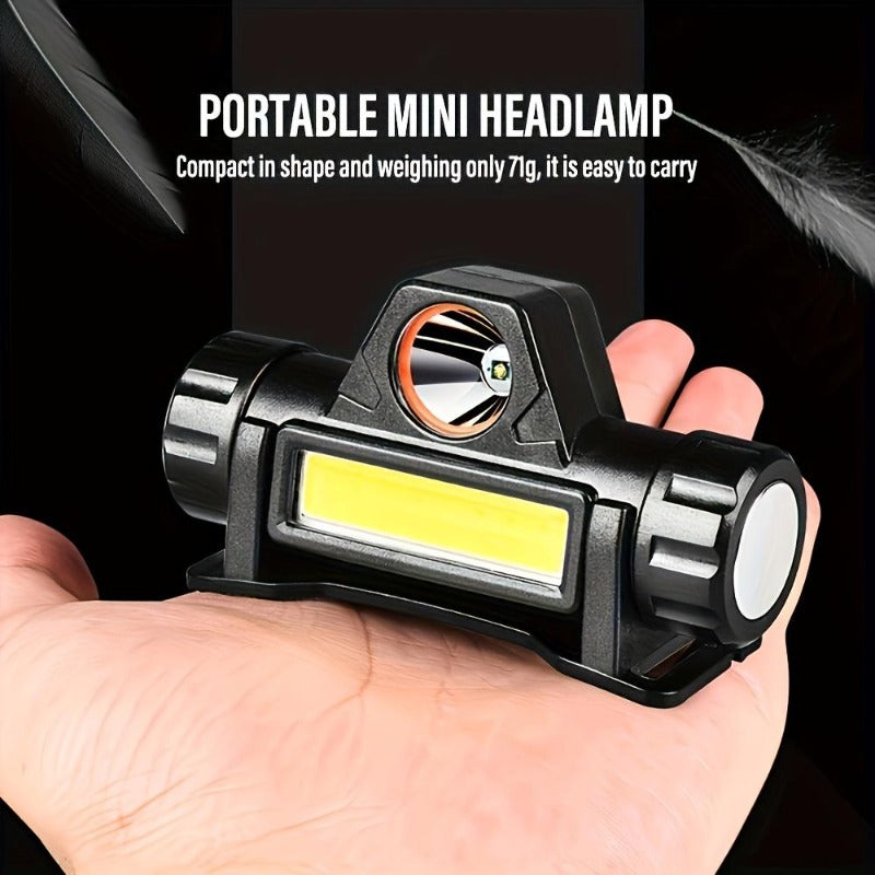 Rechargeable COB LED Headlamp with Magnetic Base - Spotlight and Floodlight, 90 Degree Tilt, USB Charging Outdoor Recreation - Tophatter Daily Deals
