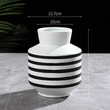 Black And White Striped Ceramic Vase Light Luxury Modern Home Short 0 - Tophatter Daily Deals