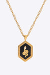 18K Gold Plated Snake Geometric Pendant Necklace Black Gold One Size Necklaces - Tophatter Daily Deals