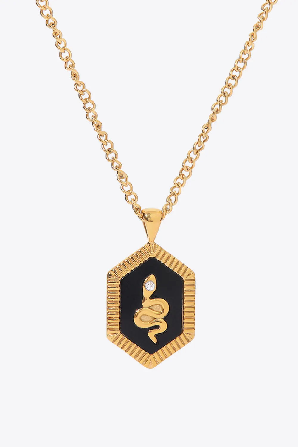 18K Gold Plated Snake Geometric Pendant Necklace Necklaces - Tophatter Daily Deals