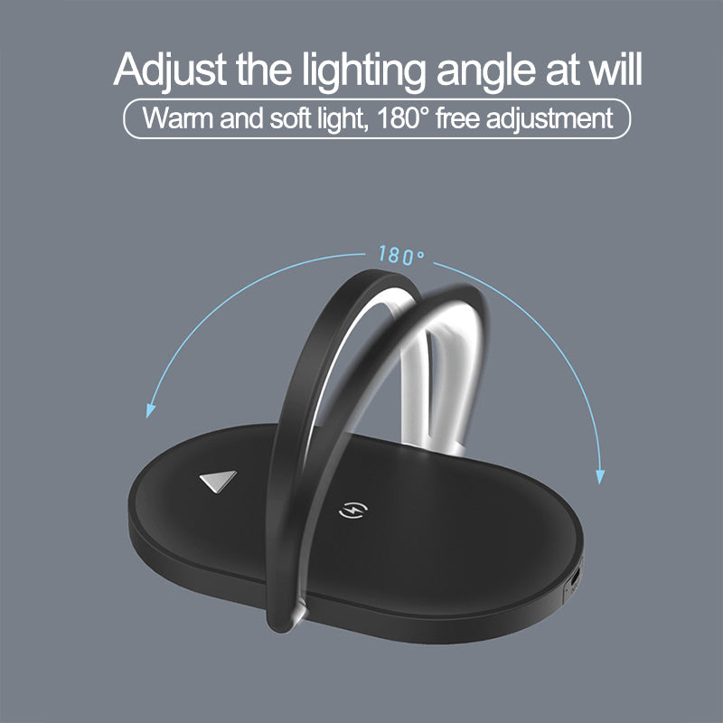 3 In 1 Foldable Wireless Charger Night Light Wireless Charging Station Stonego LED Reading Table Lamp 15W Fast Charging Light 0 - Tophatter Daily Deals