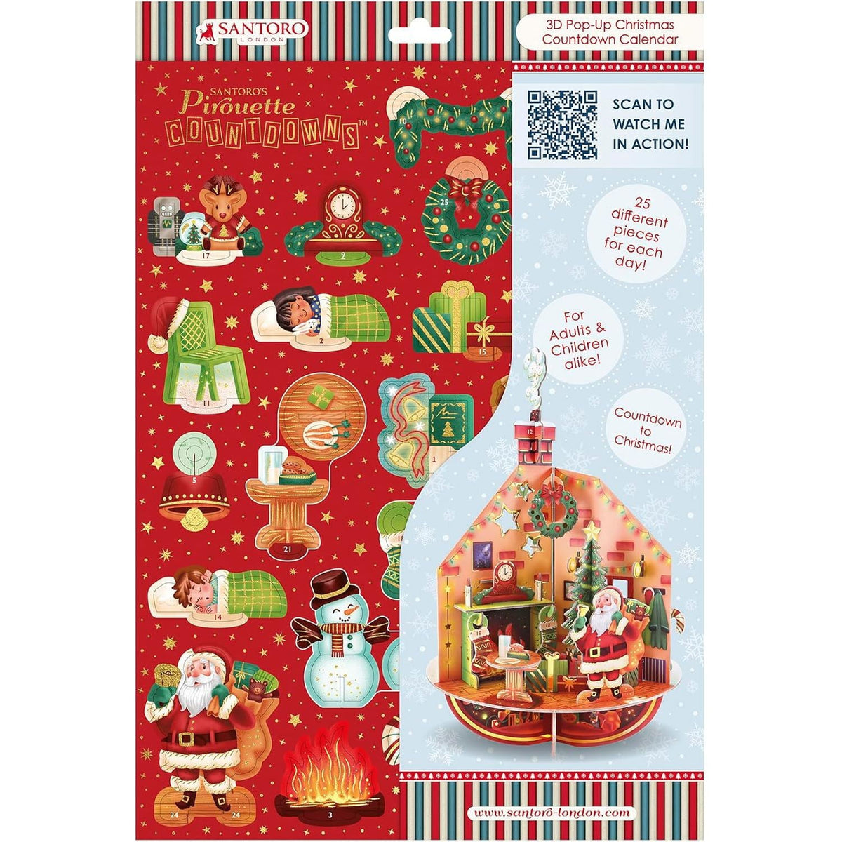 3D Deck the Halls Christmas Advent Calendar Pop-Up Pirouette Countdown Calendar Advent Calendar - Tophatter Daily Deals
