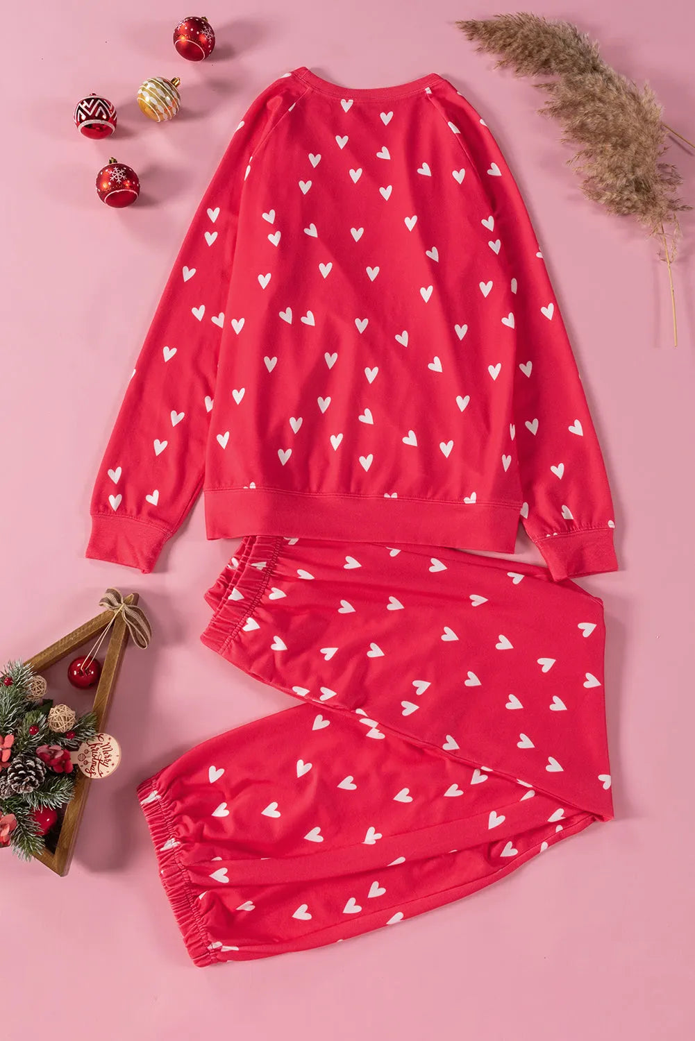 Fiery Red Valentines Heart Print Pants Set Loungewear & Sleepwear/Sleepwear - Tophatter Daily Deals