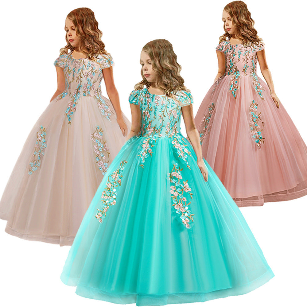 Autumn Girls Long Lace Applique Umbrella Princess Dress 0 - Tophatter Daily Deals