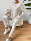 Ribbed Top and Pants Lounge Set Loungewear Sets - Tophatter Daily Deals