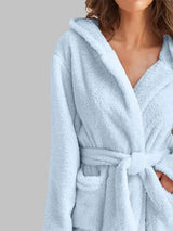 Tie Waist Hooded Robe Sleep Dresses - Tophatter Daily Deals
