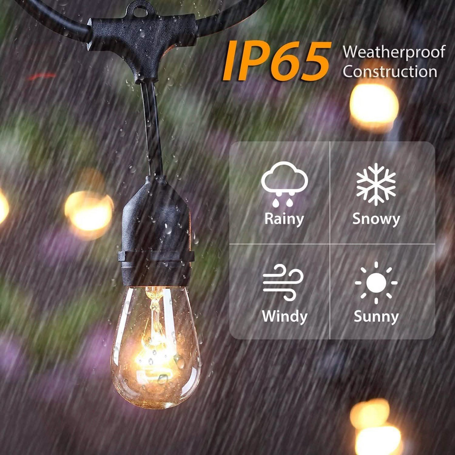 48ft Outdoor String Light Waterproof Patio String Lights Bulbs String & Fairy Lights - Tophatter Daily Deals