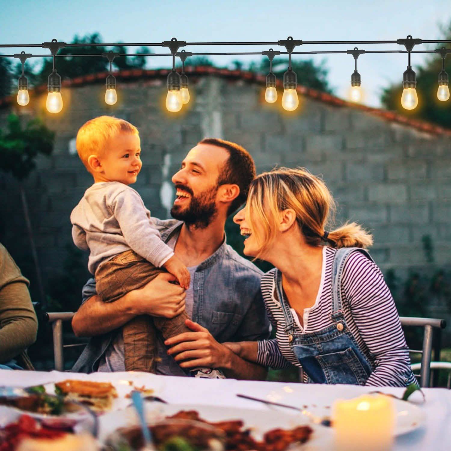 48ft Outdoor String Light Waterproof Patio String Lights Bulbs String & Fairy Lights - Tophatter Daily Deals