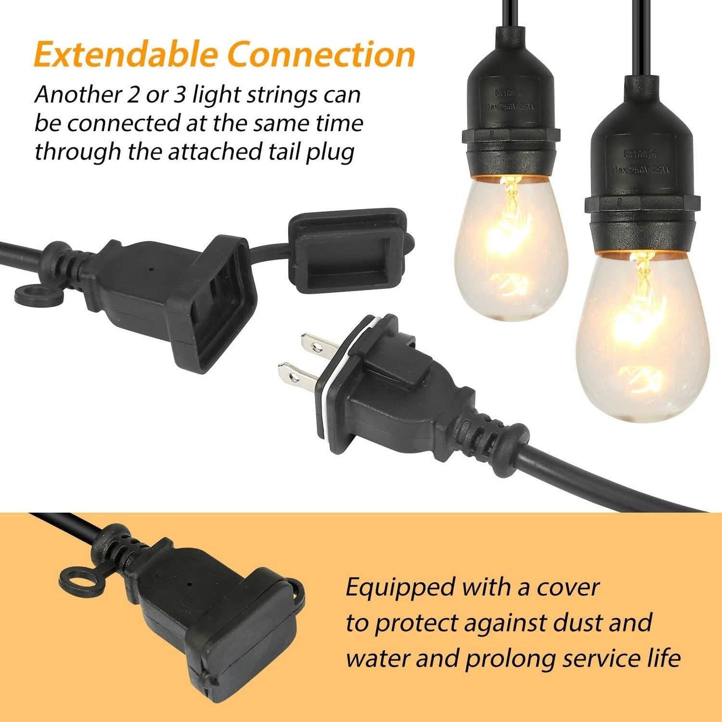 48ft Outdoor String Light Waterproof Patio String Lights Bulbs String & Fairy Lights - Tophatter Daily Deals