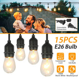 48ft Outdoor String Light Waterproof Patio String Lights Bulbs String & Fairy Lights - Tophatter Daily Deals