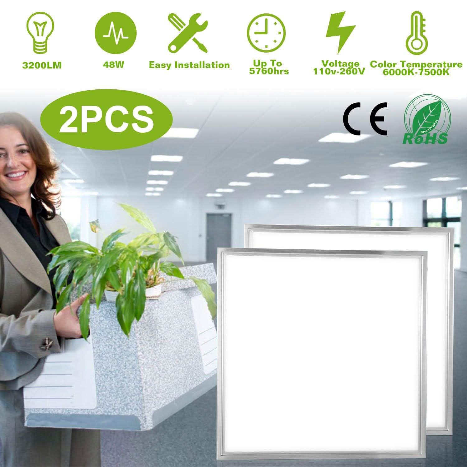 48W 2×2FT LED Panel Light 3200LM Indoor Lighting - Tophatter Daily Deals