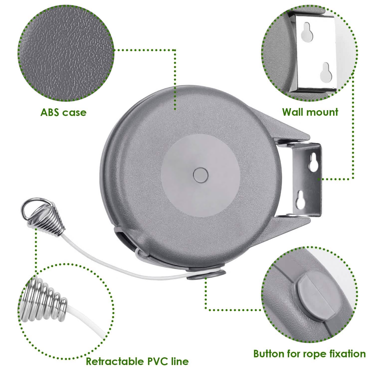 49 Ft. Retractable Clothesline Rope Storage & Organization - Tophatter Daily Deals