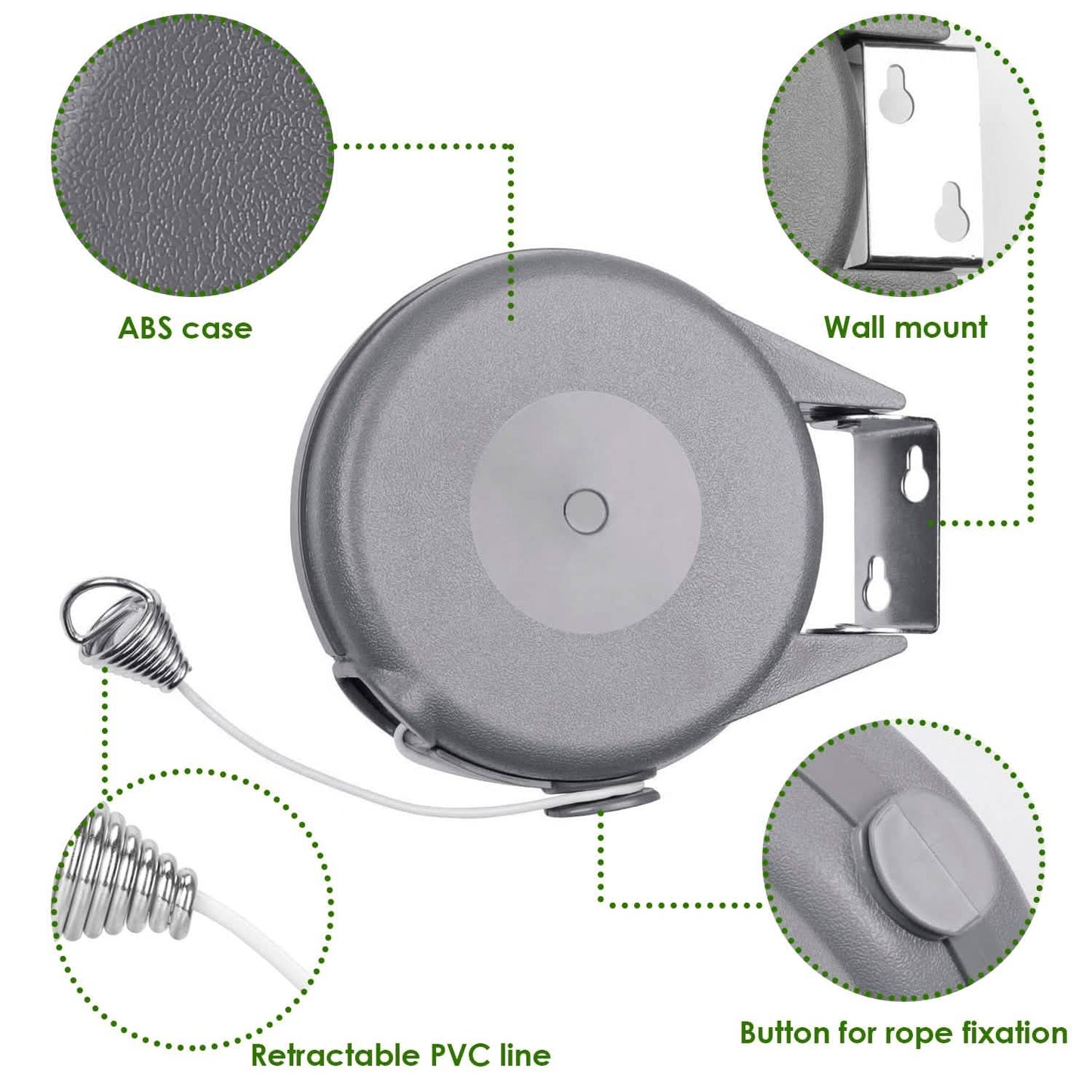 49 Ft. Retractable Clothesline Rope Storage & Organization - Tophatter Daily Deals