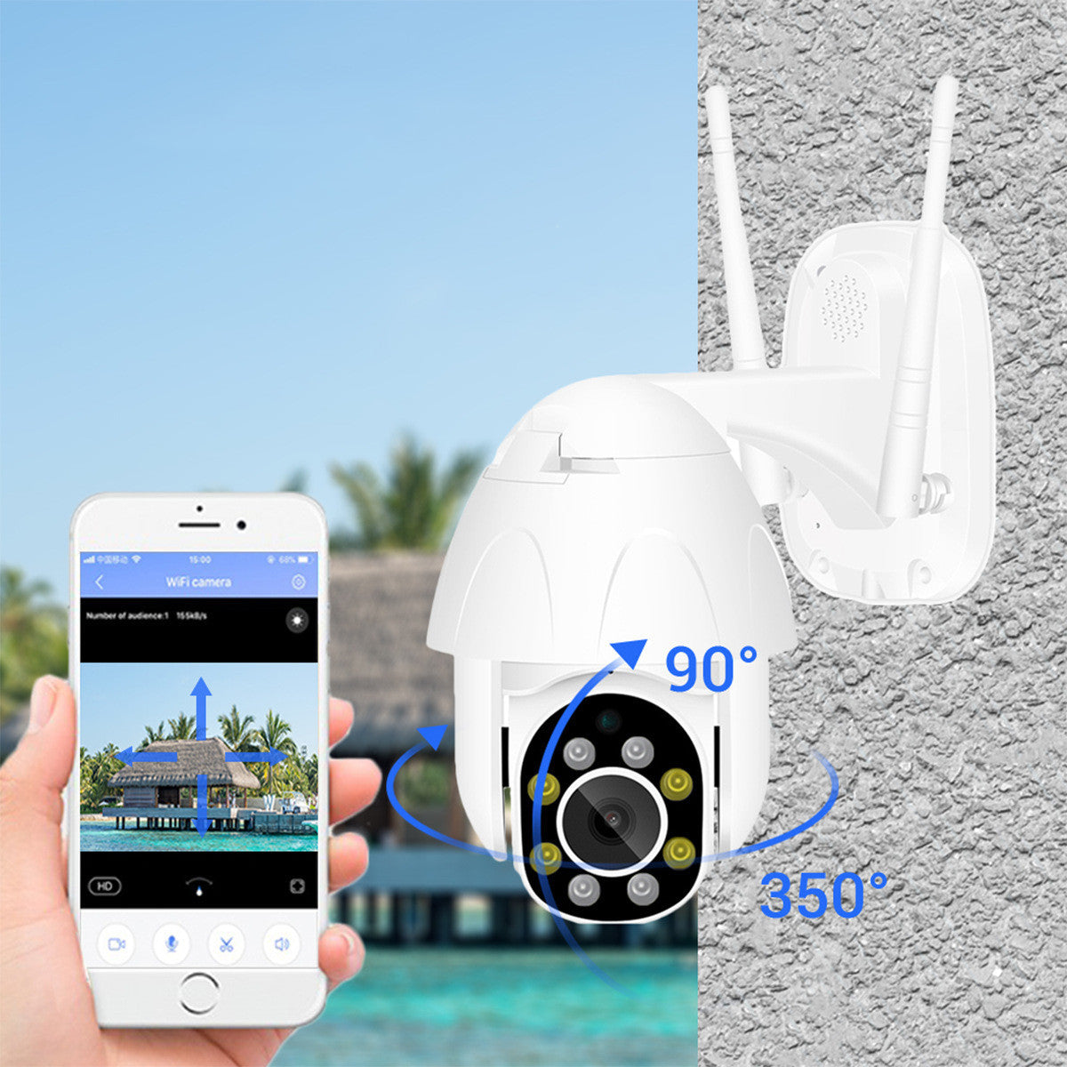 360 Degree Night Vision HD Outdoor Security Camera 0 - Tophatter Daily Deals