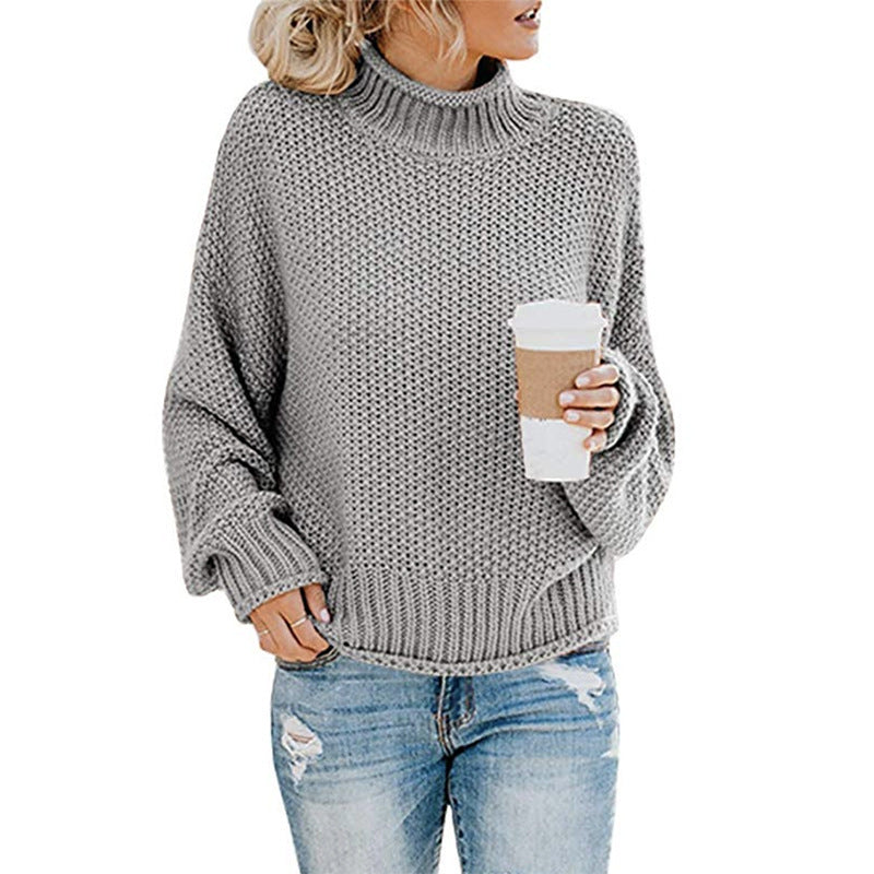 Warm Women's Pullover Sweater - Turtleneck Knit, Winter Grey 3D Changing Face Moving Picture Frame - Tophatter Daily Deals