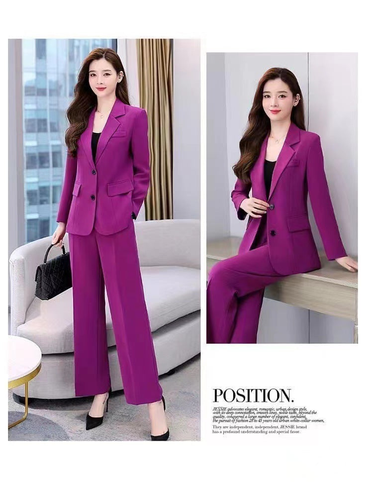 Business Suit Wide Leg Pants Two-piece Suit For Women 0 - Tophatter Daily Deals