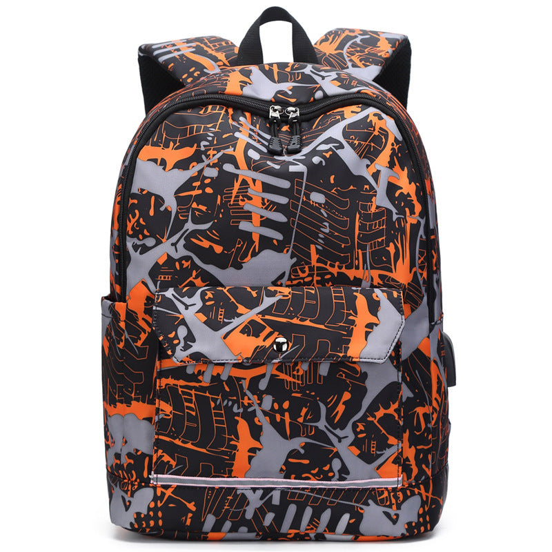 Backpack Female Backpack Computer Rechargeable Schoolbag Orange 16 inches 0 - Tophatter Daily Deals