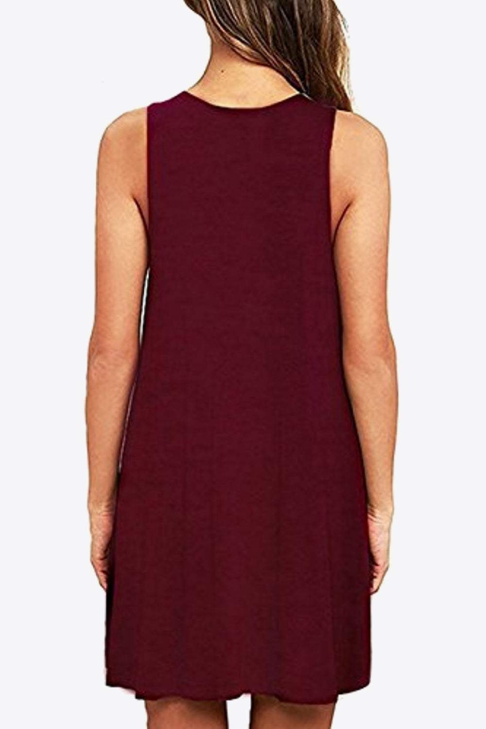 Full Size Round Neck Sleeveless Dress with Pockets Casual Dresses - Tophatter Daily Deals