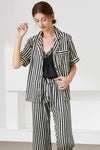 Striped Short Sleeve Shirt, Pants, and Cami Pajama Set Loungewear Sets - Tophatter Daily Deals