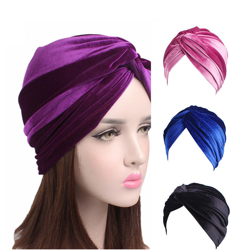 Autumn Winter Velvet Stretch Bandana Hat 0 - Tophatter Daily Deals