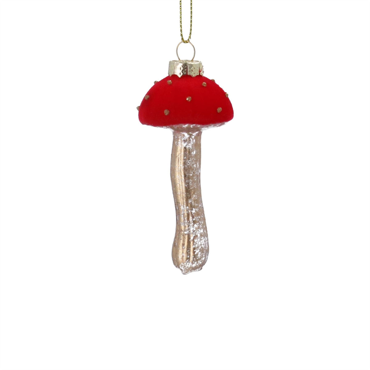 Red & Gold Toadstool Christmas Bauble | Glass Mushroom Tree Ornament - 9cm Baubles - Tophatter Daily Deals