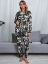 Tie-Dye Round Neck Top and Pants Lounge Set Black Loungewear Sets - Tophatter Daily Deals