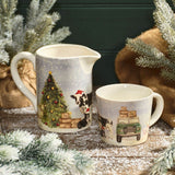 Christmas on the Farm Ceramic Jug | Festive Stoneware Jug with Farm Animals Jug - Tophatter Daily Deals