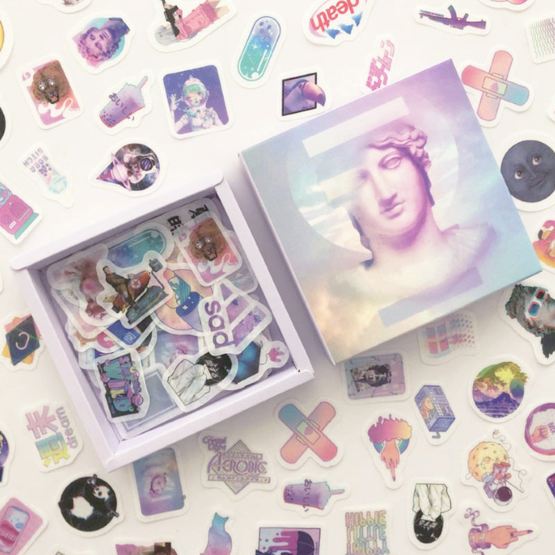 200 Pc Box Set Washi Paper Stickers Stationery Diary Decoration Dimensional air wave 0 - Tophatter Daily Deals