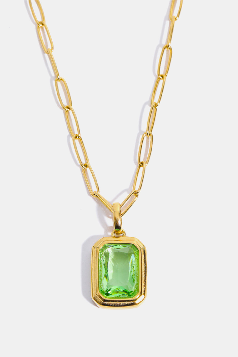 Zircon 18K Gold-Plated Geometrical Shape Pendant Necklace Light Green One Size Necklaces - Tophatter Daily Deals