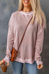 Waffle-Knit Crewneck Drop Shoulder Top Pink M Women's T-Shirts - Tophatter Daily Deals