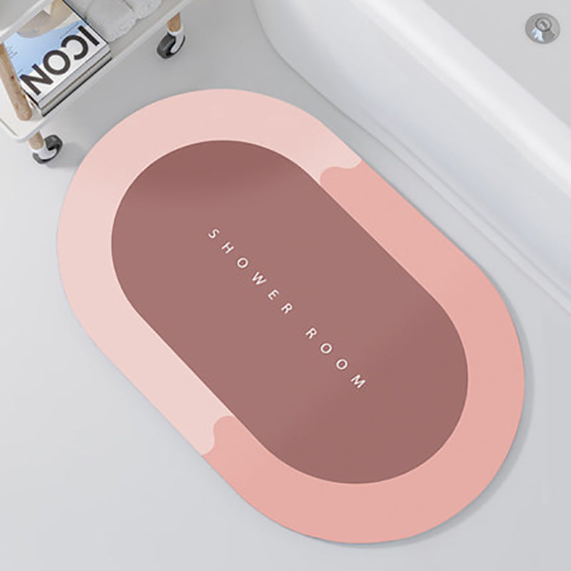 Bathroom Absorbent And Quick-drying Floor Mat Oval Pink 1PCS 0 - Tophatter Daily Deals