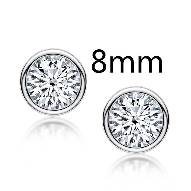 0.5-2 Carat 925 Sterling Silver Personalized Design Earrings Silver 8mm 0 - Tophatter Daily Deals