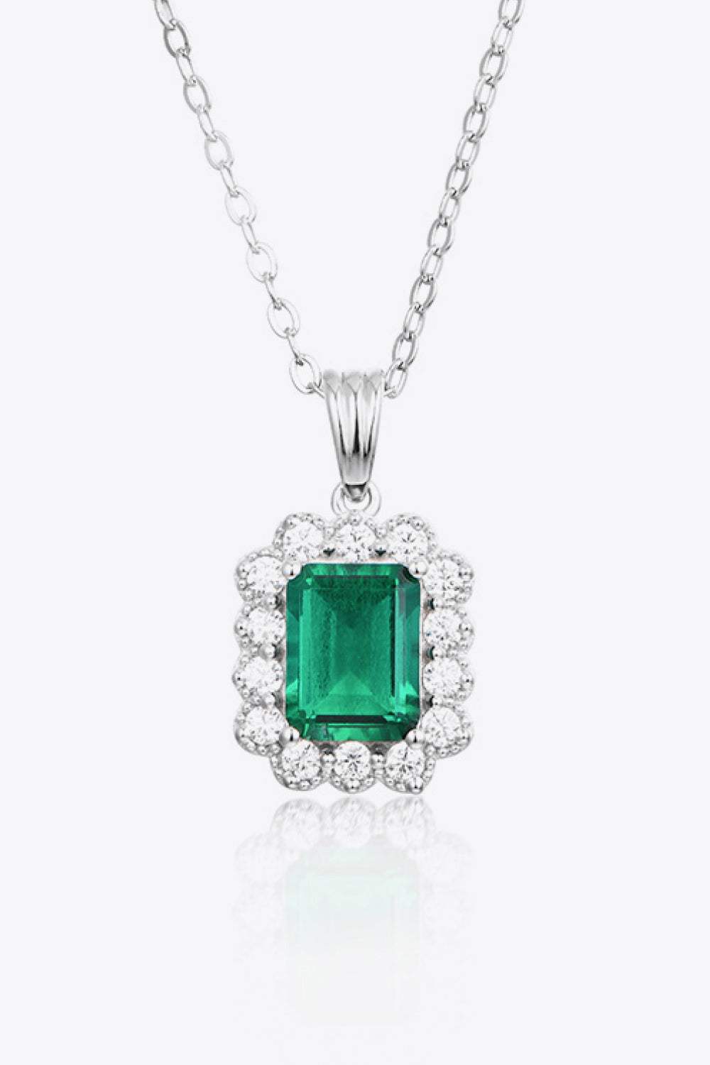 1.5 Carat Lab-Grown Emerald Pendant 925 Sterling Silver Necklace Mid Green One Size Necklaces - Tophatter Daily Deals