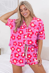 Flower Print Short Sleeve Shirt Pajamas Set Loungewear & Sleepwear/Sleepwear - Tophatter Daily Deals