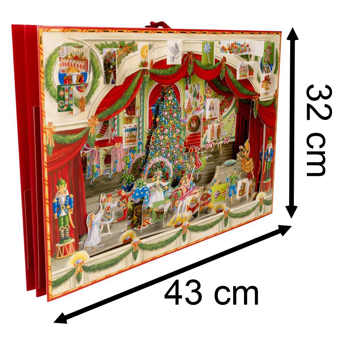 3D Ballet Christmas Advent Calendar - Glittered Pop-Up Theatre with 24 Doors - 43x32cm Advent Calendar - Tophatter Daily Deals