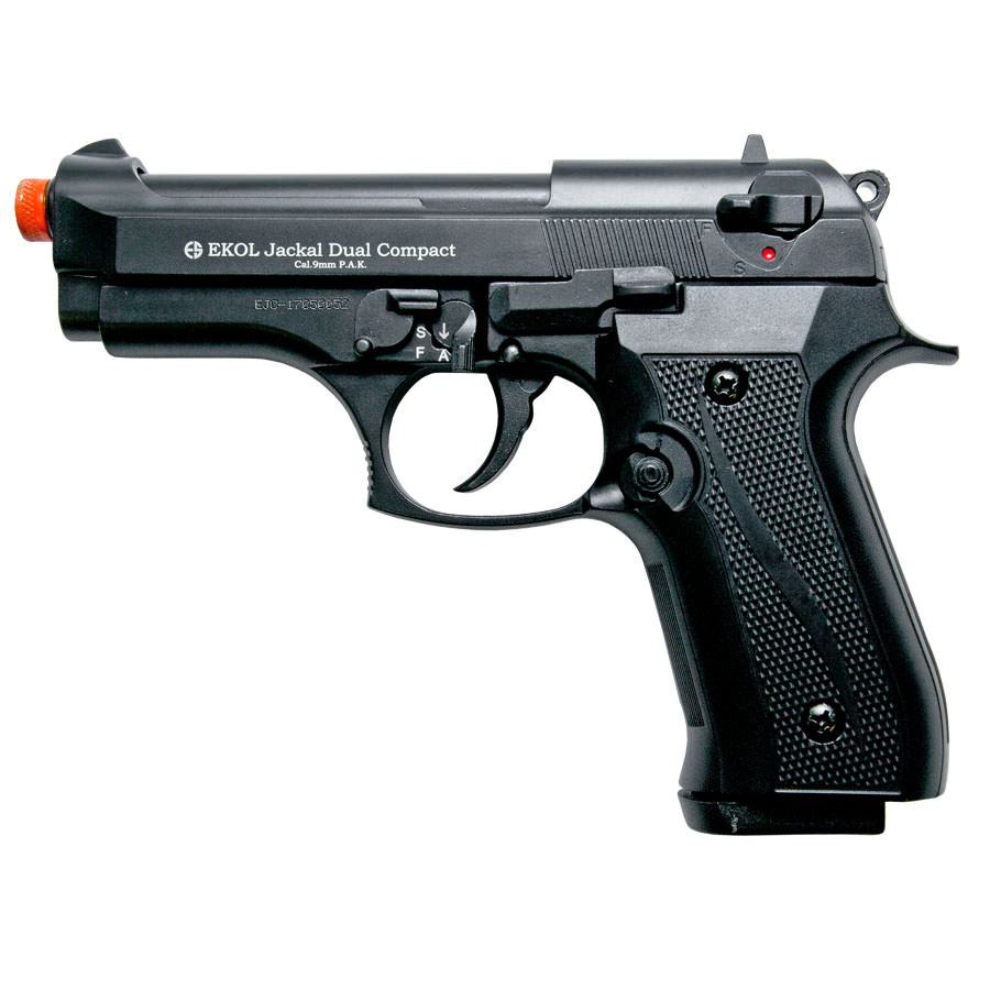 Jackal Compact Black Finish - Full Auto Machine Gun Front Firing Blank Pistol - Tophatter's Guns'N'Weapons Store Collectible Weapons - Tophatter Daily Deals