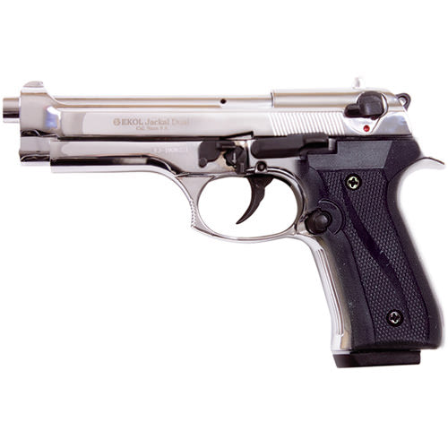 Jackal Full Automatic Front Fire Blank Flare Gun Nickel Finish - Tophatter's Guns'N'Weapons Store Collectible Weapons - Tophatter Daily Deals