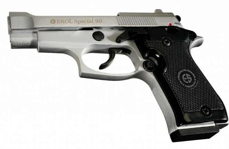 Special 99 V85 Front Fire Blank Flare Gun Replica Nickel Finish - Tophatter's Guns'N'Weapons Store Collectible Weapons - Tophatter Daily Deals