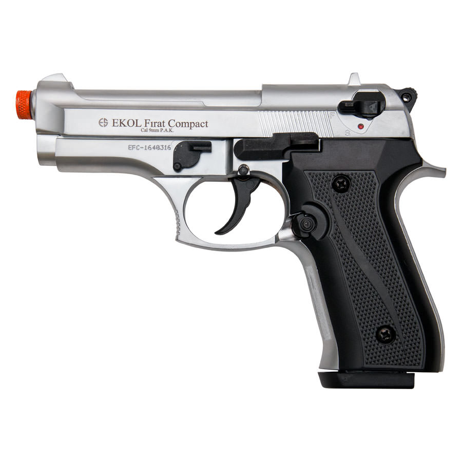 Compact V92F Front Firing Blank Gun Nickel Finish - Tophatter's Inc. Weapons Store Online Collectible Weapons - Tophatter Daily Deals