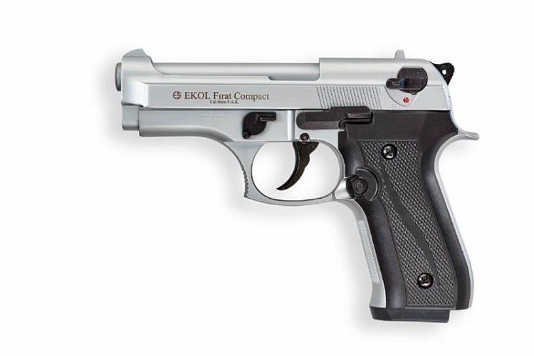 Compact V92F Front Fire Blank Flare Gun Nickel Finish - Tophatter's Inc. Weapons Store Online Collectible Weapons - Tophatter Daily Deals