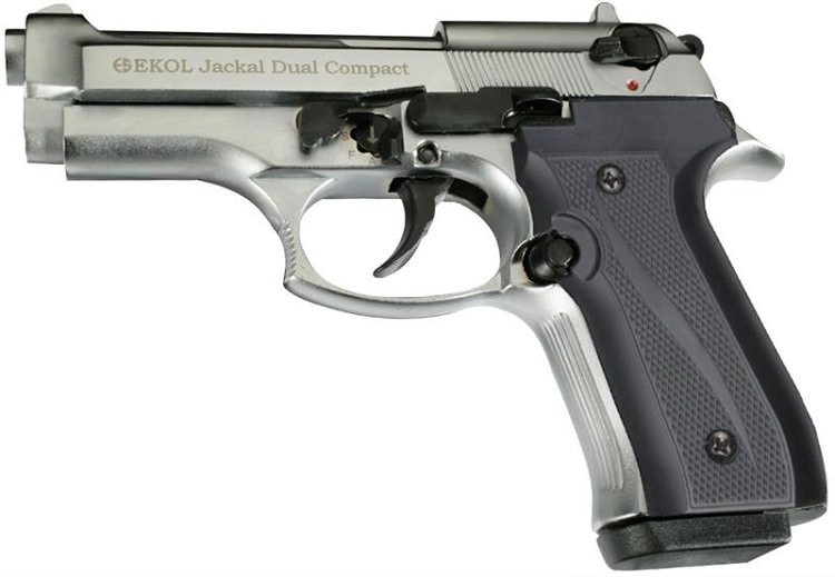 Jackal Compact Nickel Finish - Full Auto Front Fire Blank Flare Gun - Tophatter's Guns'N'Weapons Store Collectible Weapons - Tophatter Daily Deals