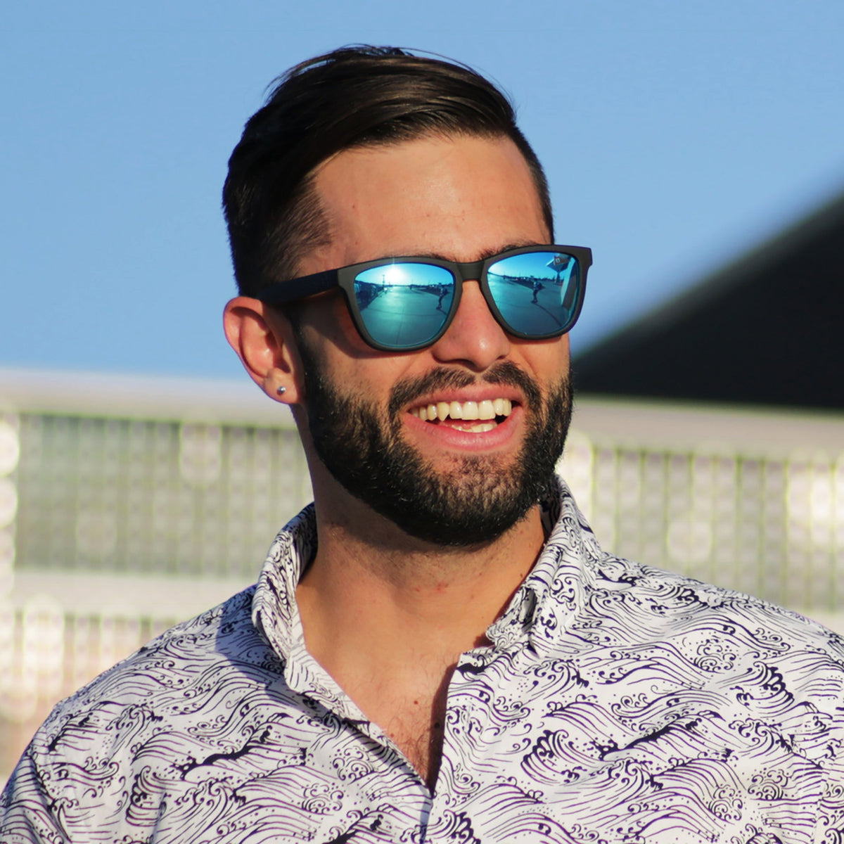 Biscayners Unbreakable Black-Blue Men's Sunglasses Sunglasses - Tophatter Daily Deals