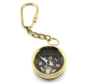 Brass Compass Keychain Nautical KeyRing - Tophatter's Guns'N'Weapons Store - FREE SHIPPING Collectible Weapons - Tophatter Daily Deals